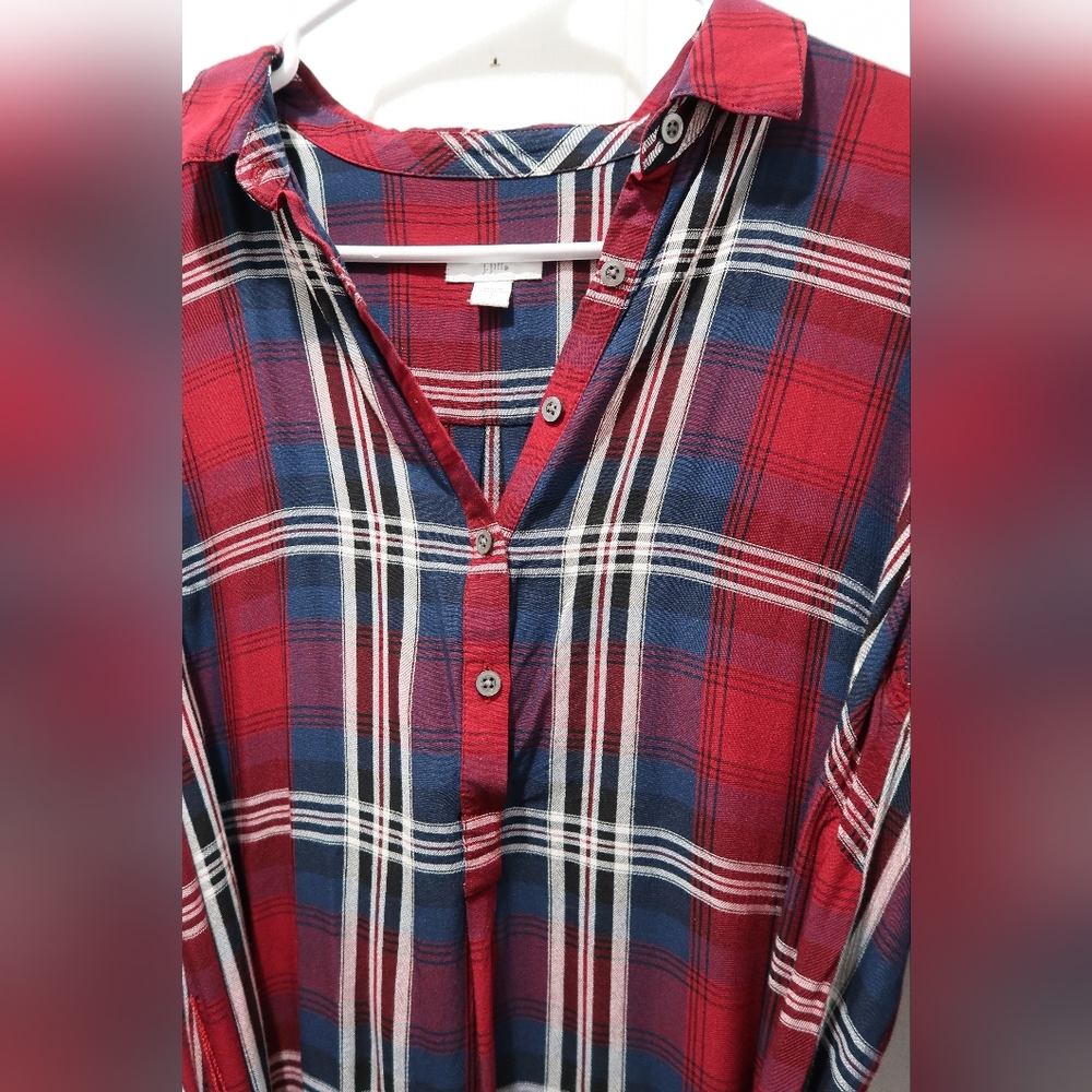J. Jill Ruby Plaid Belted Button Down Shirt Dress Casual Preppy Fall Dress - Picture 3 of 6